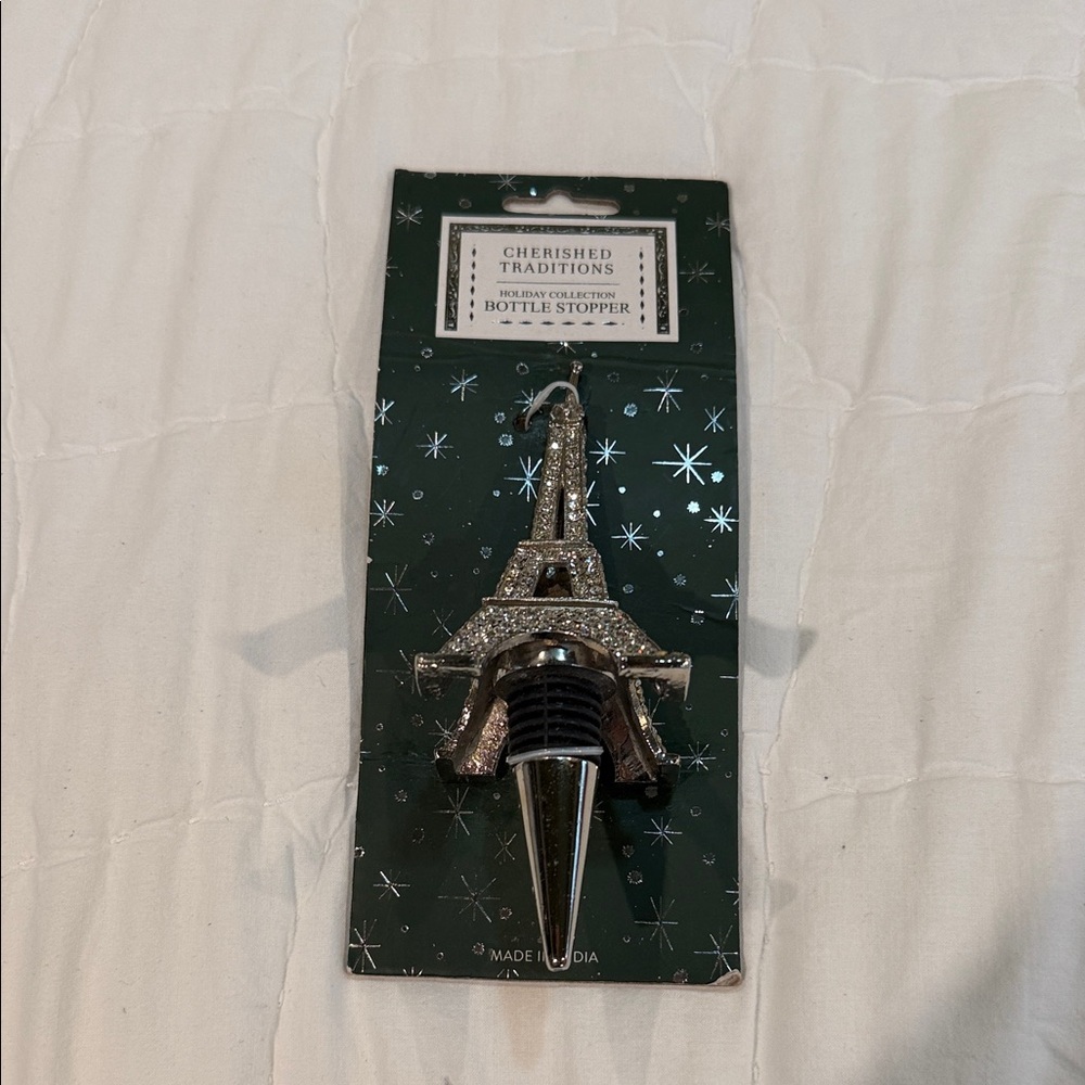 Silver Eiffel Tower Bottle Stopper